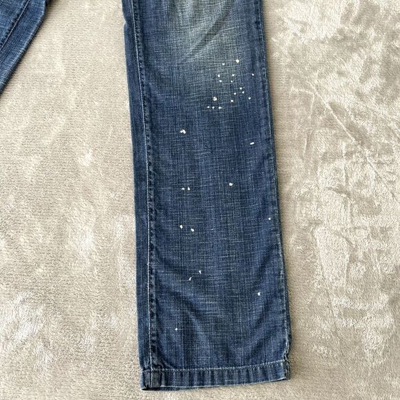 D&G‎ Dolce&Gabbana Jeans Men 32x35 Blue Straight Fit Flap Pockets Paint Splatter - Picture 11 of 16